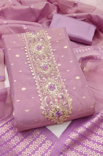  purple weaving&embroidered simmer dress material 