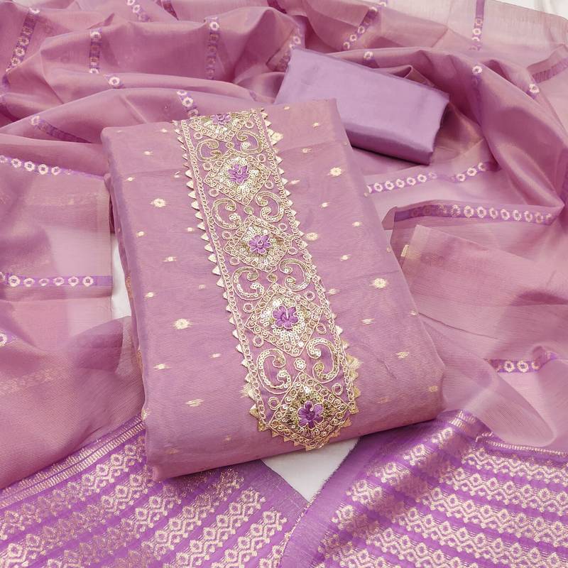  purple weaving&embroidered simmer dress material 