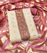  white weaving & embroidered simmer dress material 