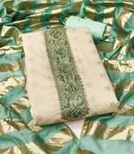  white weaving & embroidered simmer dress material 
