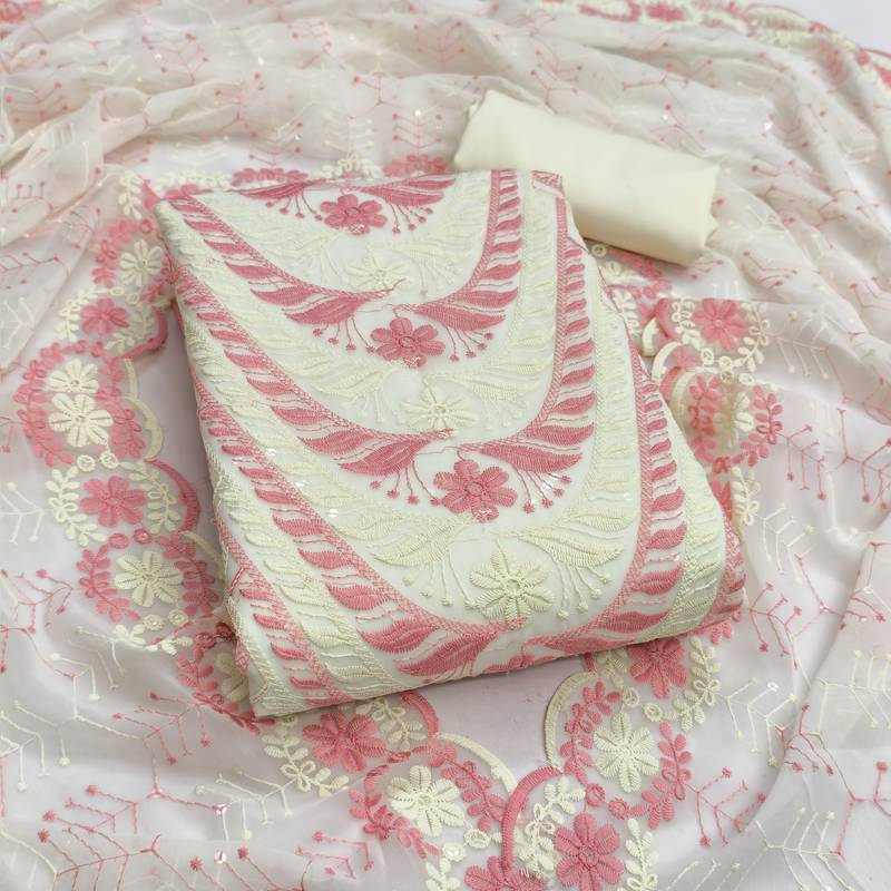  multi embroidery georgette dress material 