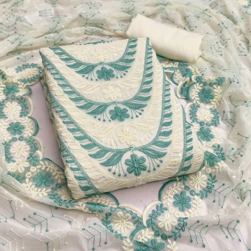  multi embroidery georgette dress material 