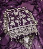  purple embroidery georgette dress material 
