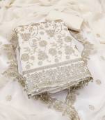  white embroidery star georgette dress material 