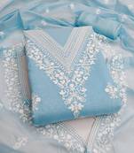  sky blue heavy embroidery cotton dress material 