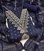  blue embroidery chanderi jacquard dress material 