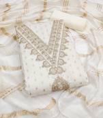  white embroidery chanderi jacquard dress material 