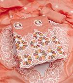  peach embroidery chanderi cotton dress material 