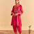 Pink embroidered velvet kurta set