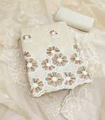  white embroidery chanderi cotton dress material 