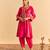 Pink embroidered velvet kurta set