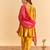 Yellow embroidered velvet kurta set with dupatta