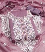  violet embroidery chanderi cotton dress material 