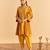 Yellow embroidered velvet kurta set with dupatta