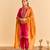 Pink embroidered velvet kurta set with dupatta