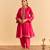 Pink embroidered velvet kurta set with dupatta