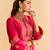 Pink embroidered velvet kurta set with dupatta
