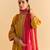 Yellow embroidered velvet kurta set