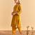 Yellow embroidered velvet kurta set with dupatta