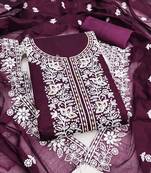  purple embroidery chanderi cotton dress material 