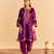 Purple embroidered velvet kurta set