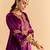 Purple embroidered velvet kurta set with dupatta
