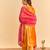 Orange embroidered velvet kurta set with dupatta