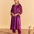 Purple embroidered velvet kurta set with dupatta
