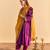 Purple embroidered velvet kurta set with dupatta