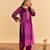 Purple embroidered velvet kurta set with dupatta