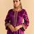 Purple embroidered velvet kurta set with dupatta