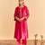 Pink embroidered velvet kurta set with dupatta