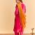 Pink embroidered velvet kurta set with dupatta
