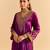 Purple embroidered velvet kurta set