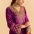 Purple embroidered velvet kurta set