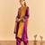 Purple embroidered velvet kurta set with dupatta