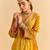 Yellow embroidered velvet kurta set with dupatta