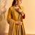 Yellow embroidered velvet kurta set with dupatta