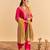 Pink embroidered velvet kurta set with dupatta