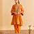 Orange embroidered velvet kurta set