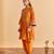 Orange embroidered velvet kurta set