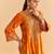 Orange embroidered velvet kurta set with dupatta