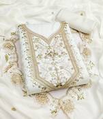  white heavy embroidery vichitra dress material 