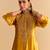 Yellow embroidered velvet sharara set with dupatta