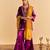 Purple embroidered velvet sharara set with dupatta