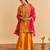 Orange embroidered velvet sharara set with dupatta