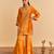 Orange embroidered velvet sharara set with dupatta
