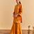 Orange embroidered velvet sharara set with dupatta