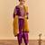 Purple embroidered velvet kurta set with dupatta