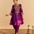 Purple embroidered velvet kurta set with dupatta